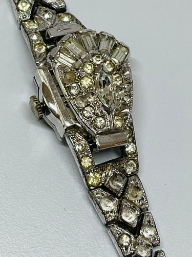 Rhinestone Silver Watch Devil's Details